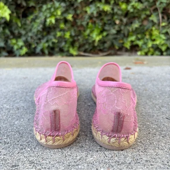 Valentino Garavani pink lace and leather espadrille flats size IT 36 US 6 NEW